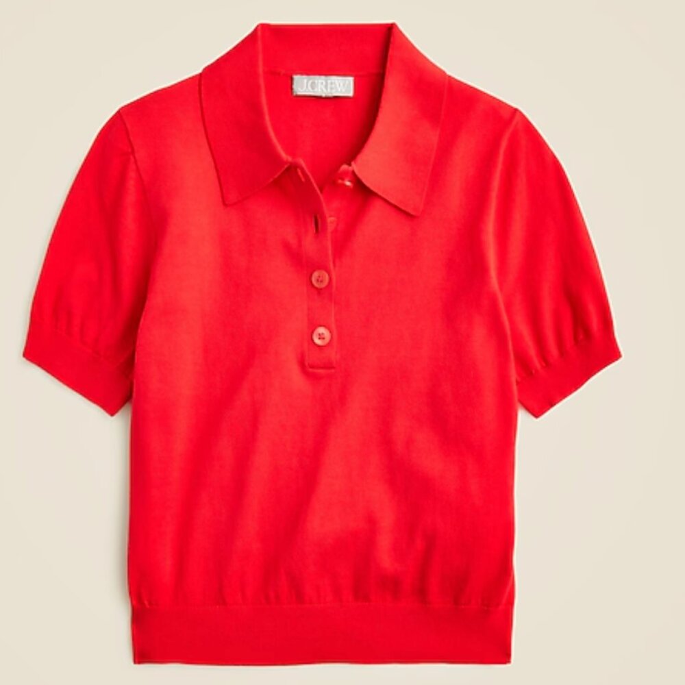 Short-Sleeve Sweater-Polo in Premium Ultra-fine Cotton